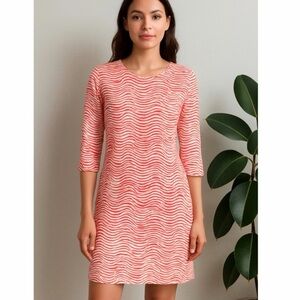 J.McLaughlin Sophia Sheath Dress Signature Catalina Cloth Tomato Red White Med